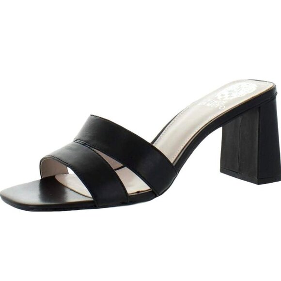 Vince Camuto Womens Black Strappy Open-Toe Block Heel Sandals Size 7 - Picture 1 of 8